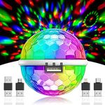 USB Party Lights Mini Disco Ball,Led Small Magic Ball Sound Control DJ Stage Light Colorful Strobe RGB Lamp for Christmas/Brithday/Wedding/Club/Karaoke Decorations,Suitable for Mobile Phones