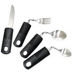 JKYVAA Bendable Cutlery for Disabled Hands Set of 4, Easy Grip Disability Aids Cutlery Set, Weighted Bendable Cutlery, with Knife Fork Spoon ​for Disabled Hands for Disabled People Elderly Parkinson