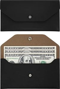 Carrotez Money Envelopes for Cash (PU Leather) Cash Envelopes for Travel and Budgeting, Reusable Cash Envelope Wallet, 1 ea, No Letter Engraving - Black