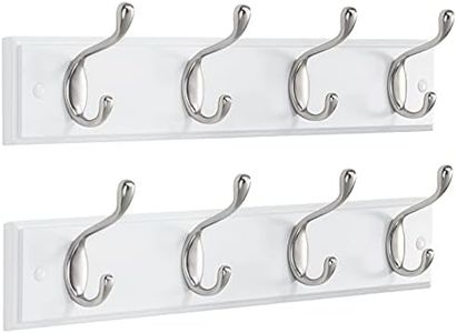 AMADA HOMEFURNISHING Coat Rack Wall Mount 2 Pack, Coat Hooks Wall Hooks Coat Hangers for Wall, Hat Racks Hooks for Hanging Coats Wall Mounted, White