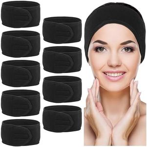 Belle Vous Fascia Capelli Skincare - 10x Fascia Capelli Donna per Trucco - Fascia Skincare Make Up - Protezione Capelli e Testa - Set Fasce per Spa Yoga Sport - Nero