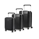 Hard Luggage Set of 3 | Premium Polycarbonate CabinPro & Check-in Trolley Bags with Wide Handle & Noise-Free Wheels-Black-Rover Pro