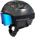 Odoland Ski Helmet, Snowboard Helmet with Ski Goggles for Adults and Youth, Audio Compatible, Shockproof, Windproof, Safety Snow Sports Helmet and Protective Glasses for Men, Black Disco Light, L