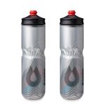 HydraPak Polar Surge Insulated Bike Water Bottle 2-Pack - High Flow, Cycling & Sports Squeeze Bottle (Silver, 700ml / 24oz)