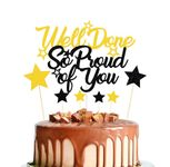 Elicola So Proud of You Well Done Cake topper Graduation Glittery Party Decorations/Grad Party Decor/Retirement Congratulations Grad Party Decorations