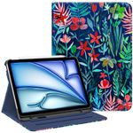 Fintie Case for iPad Air 11-inch M2 (2024), iPad Air 5th Generation (2022) / iPad Air 4th Gen (2020) 10.9 Inch, Multi-Angle Viewing Protective Cover with Pencil Holder & Pocket, Jungle Night