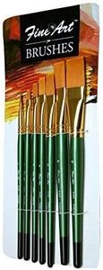 Pidilite Fine Art, Paint Brushes, Flat Brushes for Painting, Set of 7, (Size: 1,2,3,4,5,6,8)