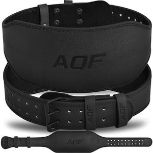 AQF Weight Lifting Belt for Men Gym Fitness, 4" 6" Padded Lumbar Back Support, 7mm Thick Leather Training Belt, Powerlifting, Bodybuilding (XL 36"-40", Matte Black 6 Inch)