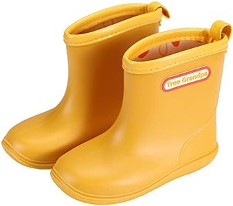 Tree Grandpa Toddler Rain Boots Baby Kids Easy-on Rain shoes Children Waterproof Shoes for Boys Girls(1-6 Years), Yellow, 5 Toddler