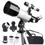 Misilmp Telescope for Adults Astronomy, Astronomical Telescope 70mm Aperture 400mm Portable Refractor Telescope Outdoor Telescopes with Tripod, Phone Adapter & Carry Bag for Kids/Beginners (White)