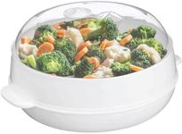 Plastic 1-Tier Microwave Steamer Heating Steamer, Vegetable Steamer for Cooking with Lid and Tray (White)