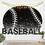 Baseball Tapestries Small 51x59 Boys Ball Game Tapestry Sports Ball Black and White Wall Hangings Art Softball Hobby Activity Picnic Blankets European Sport Competitive Games Bedroom Decor