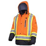 Pioneer Hi Vis Waterproof Heated Safety Jacket for Men - Class 2 Winter Rain Gear - Reflective Tape - Rated to -21°C - Orange