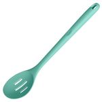 U-Taste Silicone Slotted Cooking Spoon: 600ºF Heat Resistant 13.35" Long Kitchen Mixing Spoon, BPA Free Nonstick Large Rubber Utensil for Stirring, Serving, Scraping in Pot and Pan Cookware (Aqua Sky)