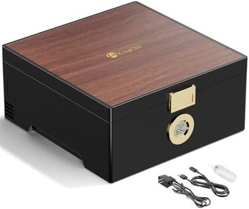 KingChii Electric Cigar Humidor Box with Semiconductor Chip Constant Temperature (64°F-74°F) & Humidity (65%-75%), with Spanish Cedar Wood, Type C & Plug Cable, Gifts for Men (25-50 Cigars)