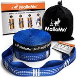 MalloMe XL Hammock Straps-Hammock Tree Straps Set Versatile Heavy Duty (2 Straps Included 500lbs Each) 26 Loops & 100% No Stretch Suspension System Kit-Camping Hammock Accessories W/O Carabiners,Blue