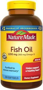 Nature Made Fish Oil 1200 mg Softgels, Fish Oil Supplements, Omega 3 Fish Oil for Healthy Heart Support, Omega 3 Supplement with 230 Softgels, 115 Day Supply