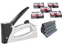 Kaymo M-10 + ST2308-PK5 Combo – Hand Tacker with 5 Pack (5000 pins) of 08mm 23 Series Staples for Upholstery and Fabric Attachment