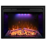 Dreamflame 33 inch Wide Electric Fireplace, Wall Fireplace Electric with Remote Control, Realistic Log and Crackling Sound, Overheating Protection and Timer,750/1500W Black