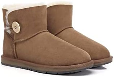 UGG Boots Women Premium Double Face Sheepskin Mini Bailey Button Water Resistant Boots Chestnut AU Ladies 8 / AU Men 6 / EU 39