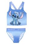 Disney Lilo & Stitch Girls Swimming Costume, 2 Piece Swimsuit, Kids Swimwear Featuring Stitch, Blue, Age 7-8 Years