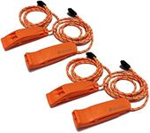 HOLDALL Emergency Safety Whistle with Lanyard, Loud Pea-Less Whistles for Boating Kayaking Life Vest Survival Rescue Signaling. (Orange-4 Pack)