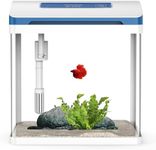 Vimvins Betta Fish Tank 2 Gallon Glass Aquarium Starter Kit, Self-Cleaning Small Fish Tank with Adjustable 7-Color Light.