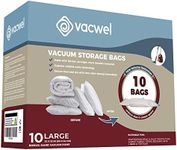 Vacwel 10-Pack Large - Vacuum Storage Bags for Clothes Storage - Vacuum Bags for Clothing - Packing - Travel (Hand Pump Free). Ideal Clothes Vacuum Sealer Bags for Clothing Storage - 10x Large Bags