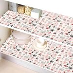 Kuber Industries Shelf Liner | EVA Kitchen Cabinet Shelf Mat | Anti-Slip Bathroom Mat | Fridge Mat | Red Coffee house Wardrobe Mat | 5 Meter | White