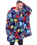 Marvel Avengers Mens Hoodie, Oversized Fleece Blanket Hoodie Blue