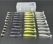 EVERBAY Fishing Soft Lures Set 40pcs, Jig Heads Hooks, Fishing Lures Jig Heads, Assorted Artificial Fishing Baits for Sea Bass, Pollock, Perch, Pike, Zander Freshwater & Saltwater Fishing Accessories