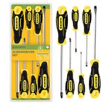 BLOSTM 6 Piece Magnetic Screwdriver Set - Assorted Screwdriver kit 3 x Crosshead Screwdriver & 3 x Flat Head Screwdrivers - Chrome Vanadium Steel Screwdrivers with Ergonomic Non-Slip Handles