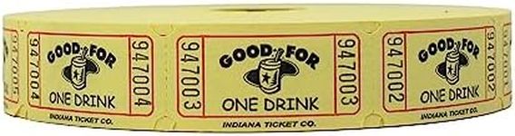 INDIANA TICKET CO. Yellow Drink Roll Tickets, 2000 per Roll, Single Roll, 1x2 Tickets for Admission, Events, Fundraisers & Prizes