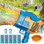 Bubble Gun,132 Hole Bubble Gun, Bazooka Bubble Gun with 2 Bottles of Bubble Liquid and 30 Packs of Bubble Concentrate, Bubble Launcher Toys Gifts for Adults Kids Playing and Indoor Outdoor Party