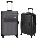 American Tourister Ivy Spinner Medium Hard Luggage 68 Cm Polypropylene Tsa Lock and Geneva Medium Soft Luggage 69 Cm Polyester Suitcase (Black and Grey)