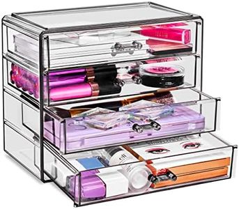 Sorbus Makeup Organizer - 4 Drawer Acrylic Make Up Organizers and Storage for Cosmetics, Jewelry, Beauty Supplies, Clear Makeup Organizer for Vanity, Girl's Room, College Dorm, Counter, Bathroom Sinks