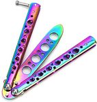 HEAVY DRIVER® Butterfly Knives Trainer with O-Ring Latch for Beginner, Balisong Trainer with Unsharpened Blade for Practicing Flipping Tricks, Stainless Steel Pocket Knives Trainer Tool (Colorful)