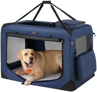 Feandrea 40 Inches Collapsible Soft Dog Crate, Portable Travel Dog Crate for Indoor and Outdoor Use, Dog Carrier Kennel with Safety Zippers, for Living Room, Car, Travelling, Dark Blue UPDC10Z