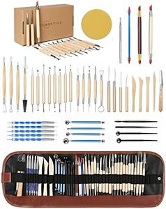 TEMONTIAN Pottery Clay Sculpting Tools，44Pcs Double Sided Polymer Clay Tools, Ceramic Clay Carving Tool Set with Carrying Case Bag for Beginners, Pottery Tools and Supplies for Professionals Kit