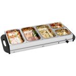 HOMCOM 5 Tray Electric Food Warmer Buffet Server with Warming Plate, Cool Touch Handles, Adjustable Temperature, 300W, 3 x 2.4L and 2 x 1L Pans