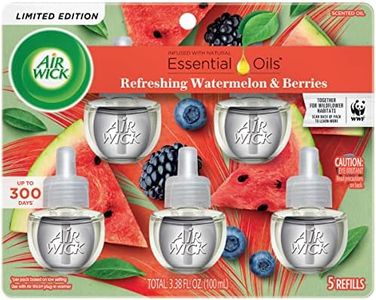 Air Wick Plug in Scented Oil Refill, 5 ct, Fresh Watermelon & Berries, Air Freshener, Essential Oils, Spring Collection