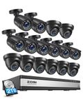 ZOSI H.265+ 16 Channel 1080P Security Camera System,16CH CCTV DVR with Hard Drive 2TB for Home 24/7 Recording and 16x 1080p Surveillance CCTV Camera,Indoor Outdoor,Night Vision,Remote Access