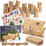 DIY Advent Calendar Kit: Beautiful Craft Advent Calendar 2023 with 24 Boxes, Jute Cord and Sticker Paper – Empty Advent Calendar to fill Yourself – Lovely Christmas Advent Calendar LIVAIA