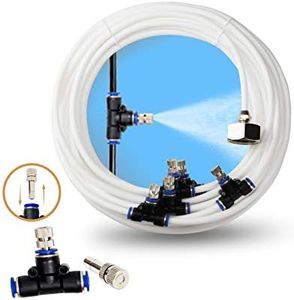 Misting Cooling System 50ft(15M) Misting Line 12 Stainless Steel Mist Nozzles 1/4" Outdoor Cool Mister for Patio Garden Umbrellas Greenhouse Fan Trampoline Waterpark - White Pipe