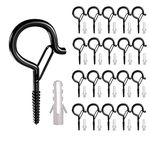 bonitacrylic 20 PCS Galvanised Screw Hooks with Safety Windproof Buckle - Ideal for Outdoor Light Hooks, Fence Hooks for Outdoor Lights, Garden Hooks, Christmas String Lights, Bird Feeder, Party Decor