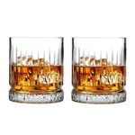 JIYAN FASHIONS | Crystal Bourbon Whiskey Brandy Glasses 310 ML Set of 2 Wine Glass Crafted Lead Free Glass Great Rocks Barware for Scotch Bourbon Liquor Cocktail Drinks Spirit Drinks Scotch Cognac