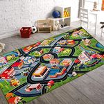 Booooom Jackson Large Car Mat for Kids Toy Cars 150x200 cm,Car Rug Play Mat,Car Play Rug for Kids Playroom Bedroom,Road Rug Kids Play Area Rug Non-Slip Backing,Kids Car Carpet Playmat Boys,Children