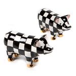 MacKenzie-Childs Pig Salt and Pepper Set, Black-and-White Ceramic Shakers