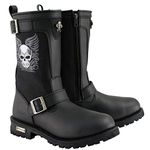 Xelement X19405 Men's Black Tribal Skull Boots with Poron Insoles - 101/2