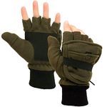 Zeltauto Men’s Thinsulate Gloves Convertible Fingerless Mitten Flap Cover Multipurpose (Army Green)